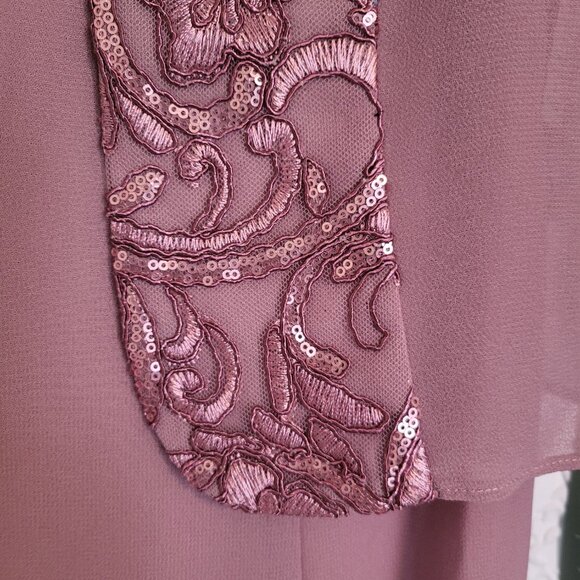 NWT Maya Brooke Tea Rose Sequined Lightweight 2 Piece Tank Dress & Jacket Sz 10 - Picture 5 of 15